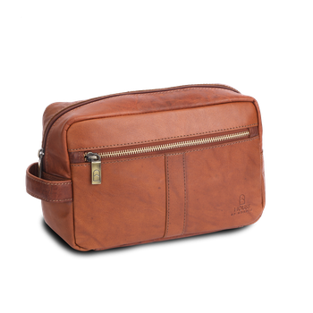 Necessär i skinn Cognac