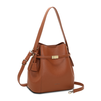 Axelväska i hinkmodell Cognac