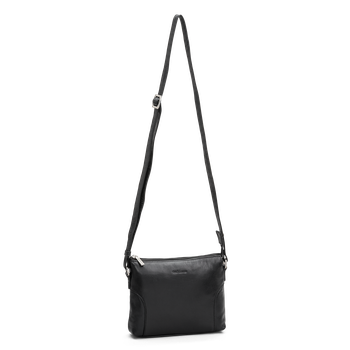 Crossbody-väska small horizontal i skinn Svart