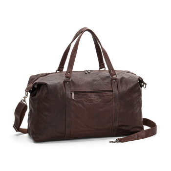Weekend bag i skinn, 35 L Brun