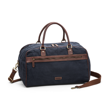 Weekend bag i canvas och skinn Marinblå