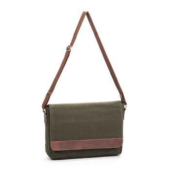Messenger 15,6” i canvas och skinn Olive