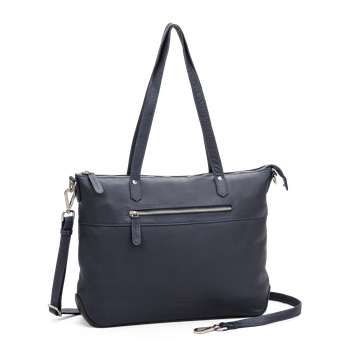Tote bag i skinn Marinblå