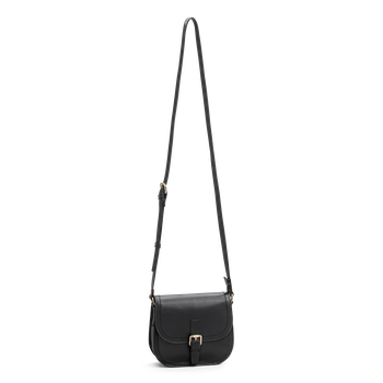 Flap bag small i skinn Svart