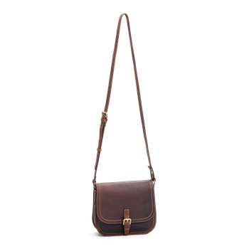Flap bag medium i skinn Brun