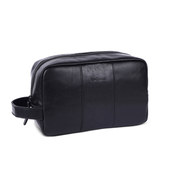 Toiletry bag medium i skinn Svart