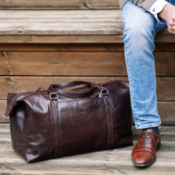 Weekend bag i skinn Brun