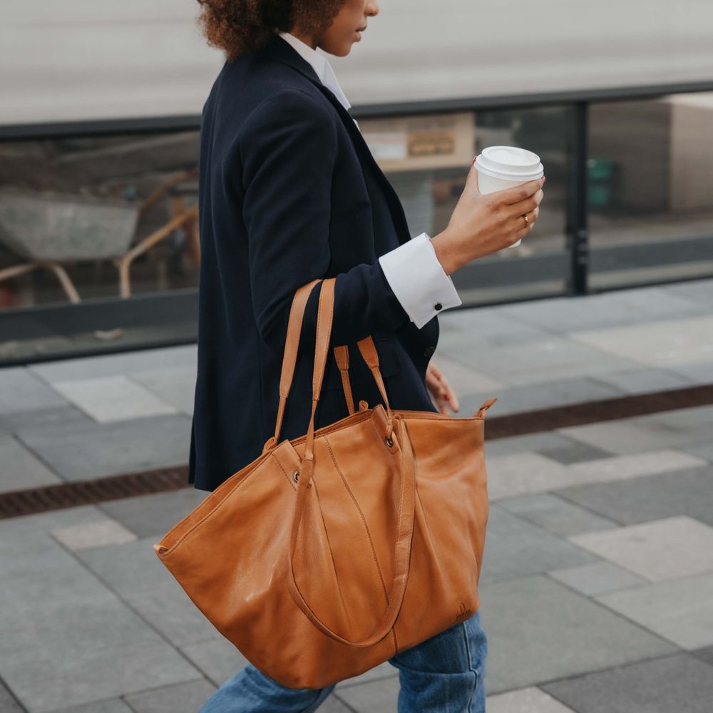 Chic Boho tote bag i skinn