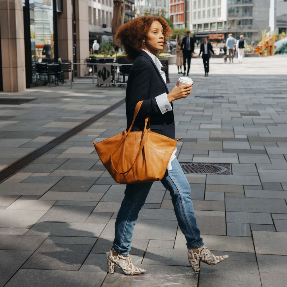 Chic Boho tote bag i skinn