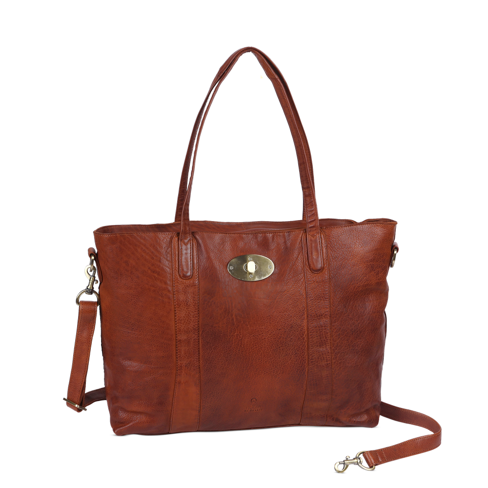 Vintage tote bag i skinn
