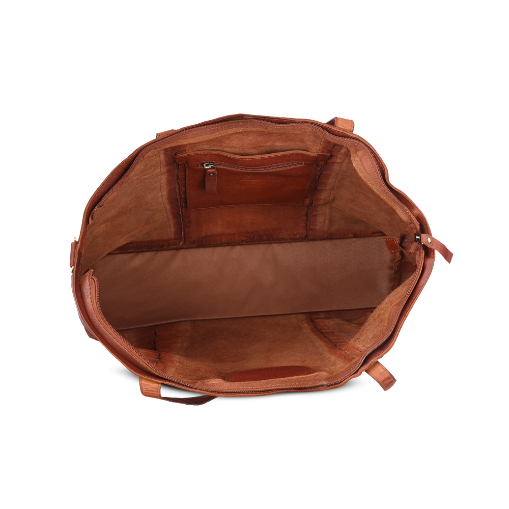 Vintage tote bag i skinn