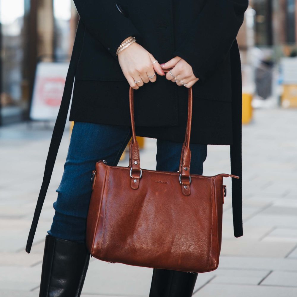 Tote bag medium i skinn
