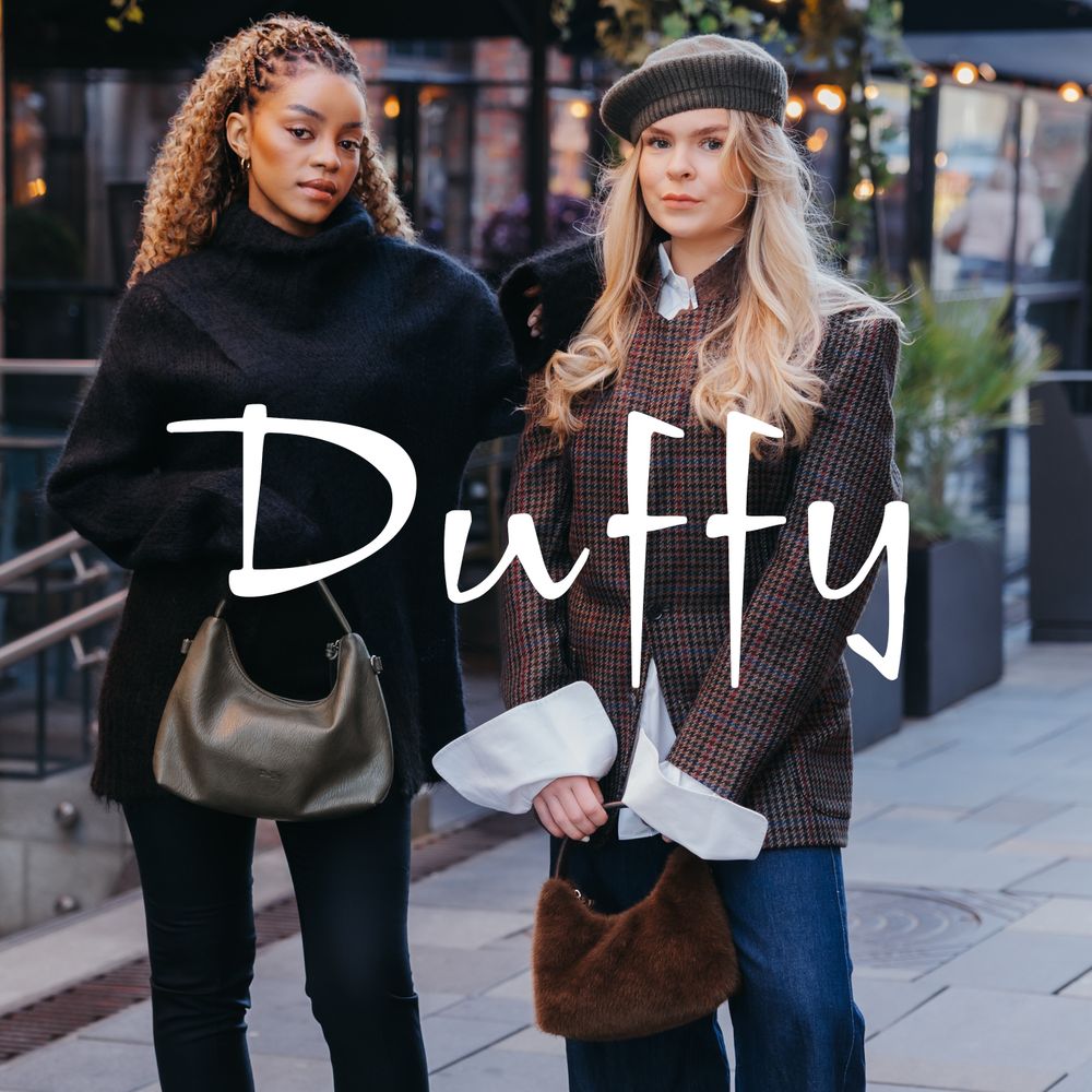 Duffy väskor i brun furry och grön