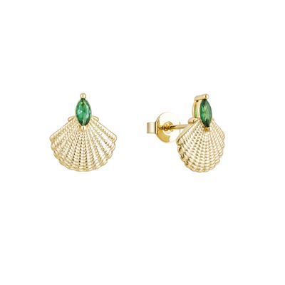 Green Sparkle Sea Shell Earrings
