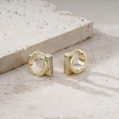 Sparkly Gold Double Huggie Hoops Gold