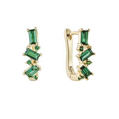 Sparkle Elegance Huggie Hoops Green