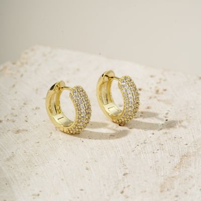 Bold Bling Huggie Hoops Gold