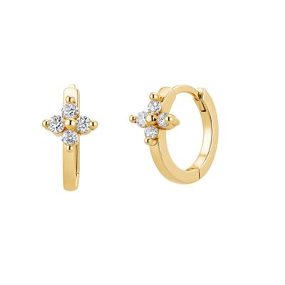 Top Flower Huggie Hoops Gold