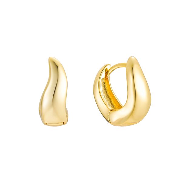 Golden Wave Huggie Hoops