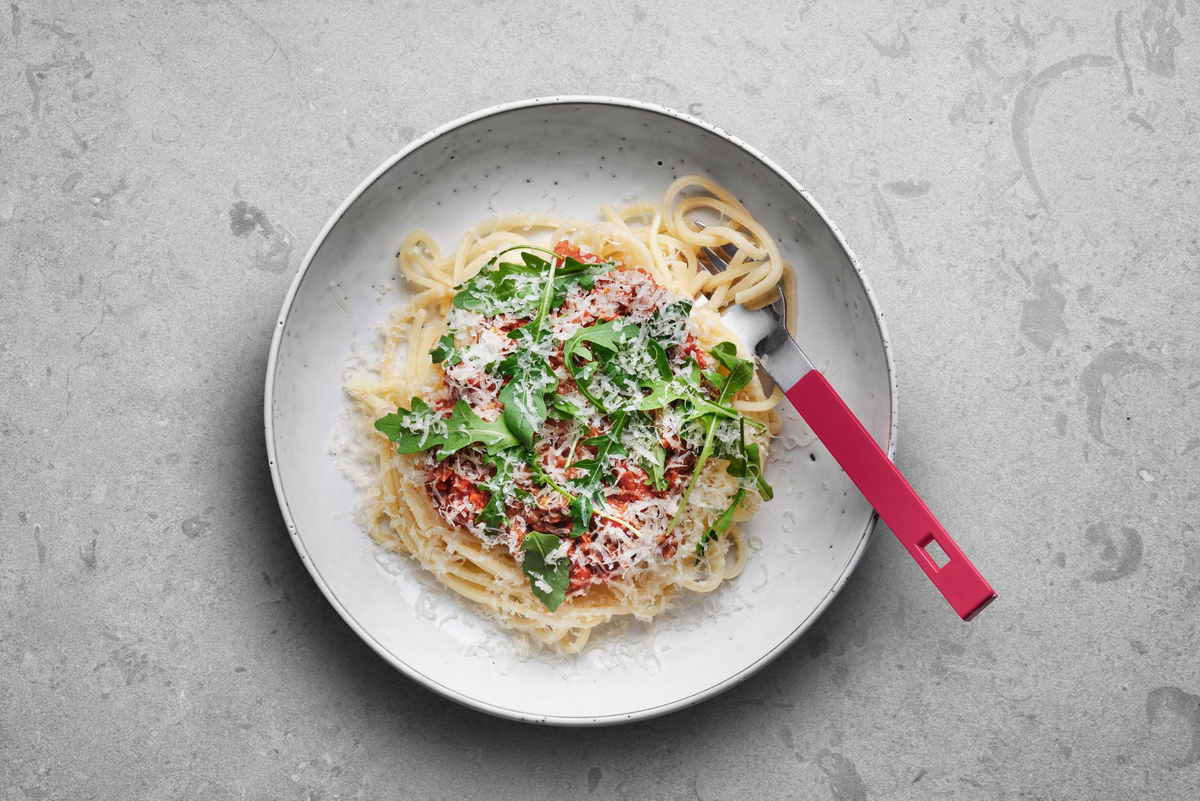 Baljväxtbolognese med färsk pasta - Middagsfrid