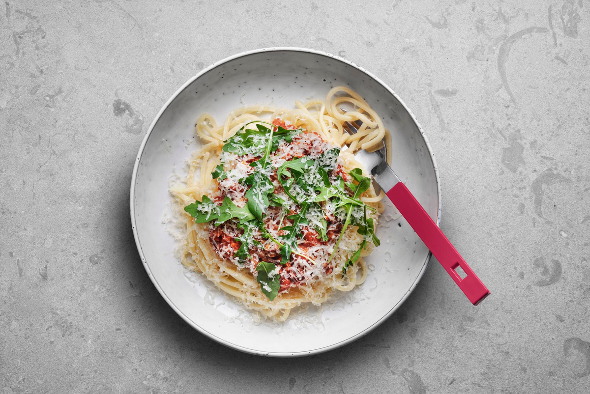 Baljväxtbolognese med färsk pasta - Middagsfrid