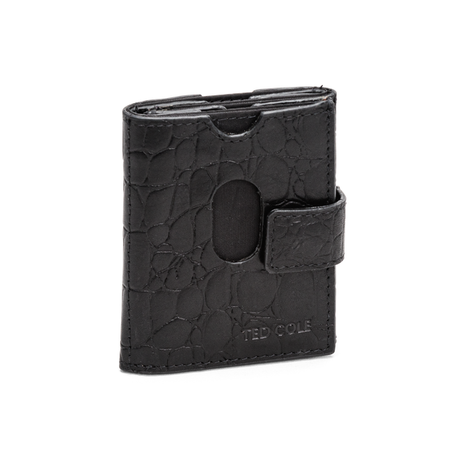 Kortholder i skinn Croco Black