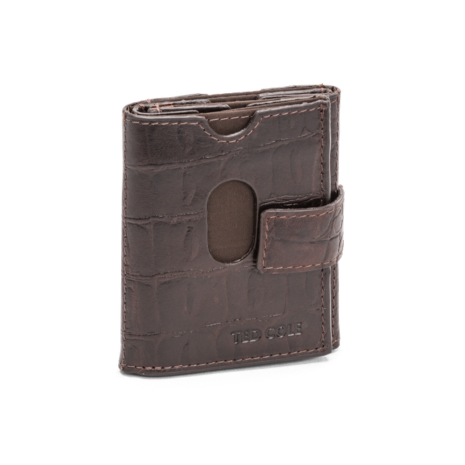 Kortholder i skinn Croco Brown