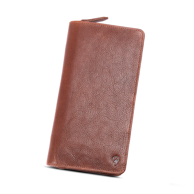 Premium reisemappe i skinn, RFID-beskyttelse Premium reisemappe i skinn, RFID-beskyttelse Cognac