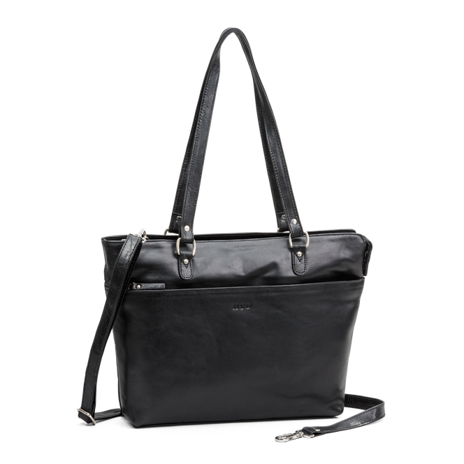 City tote bag i skinn Svart