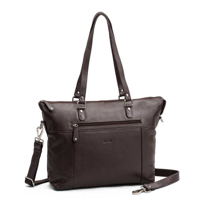 Tote bag i skinn til pc 13,3" Brun