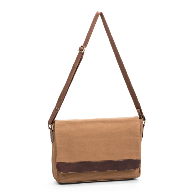 PC-veske 15,6” i canvas og skinn Sand