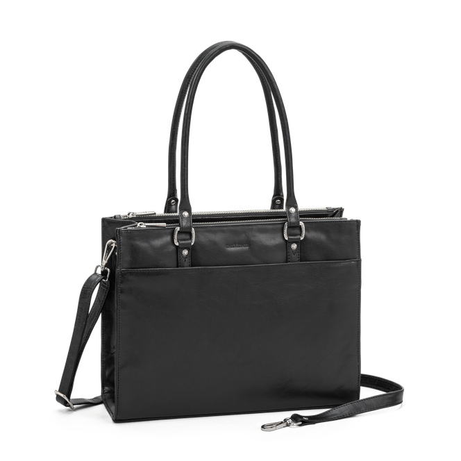 Totebag i skinn Svart