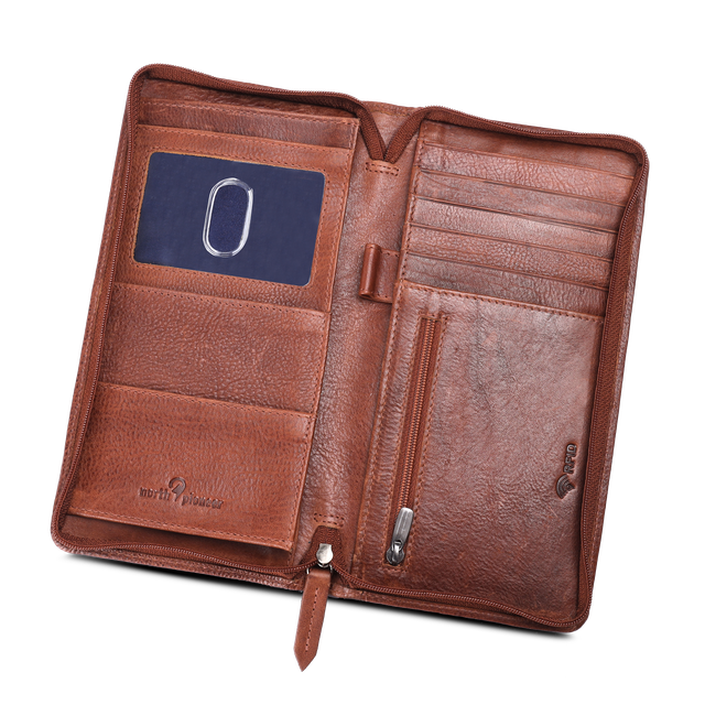 Premium reisemappe i skinn, RFID-beskyttelse