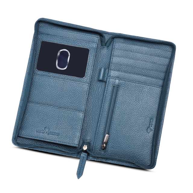Premium reisemappe i skinn, RFID-beskyttelse