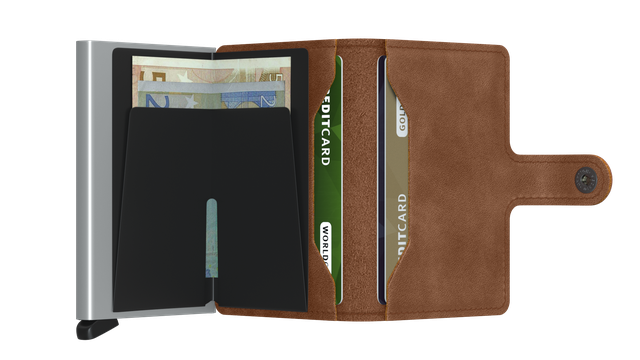 Miniwallet Vintage Cognac-Silver