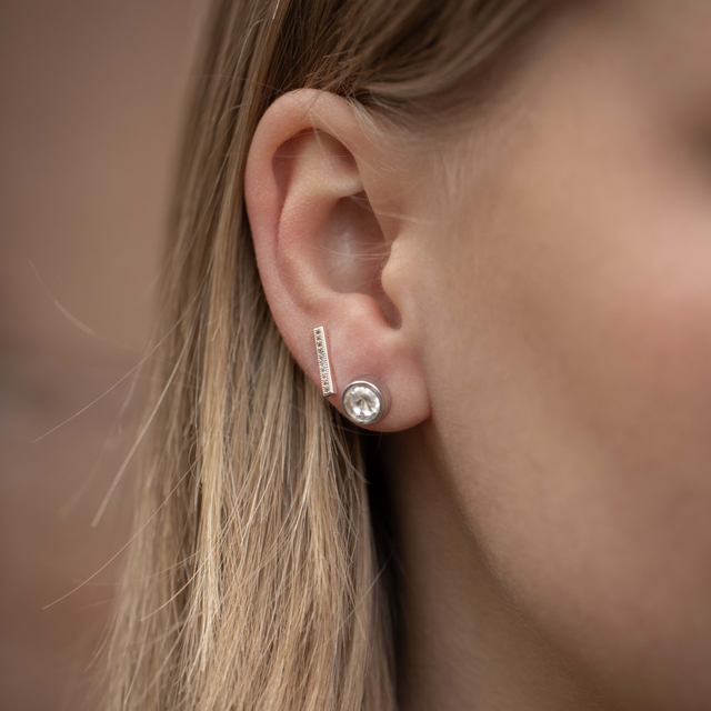 Øredobber i sett, 3 par, perle, glitter og glasskrystall