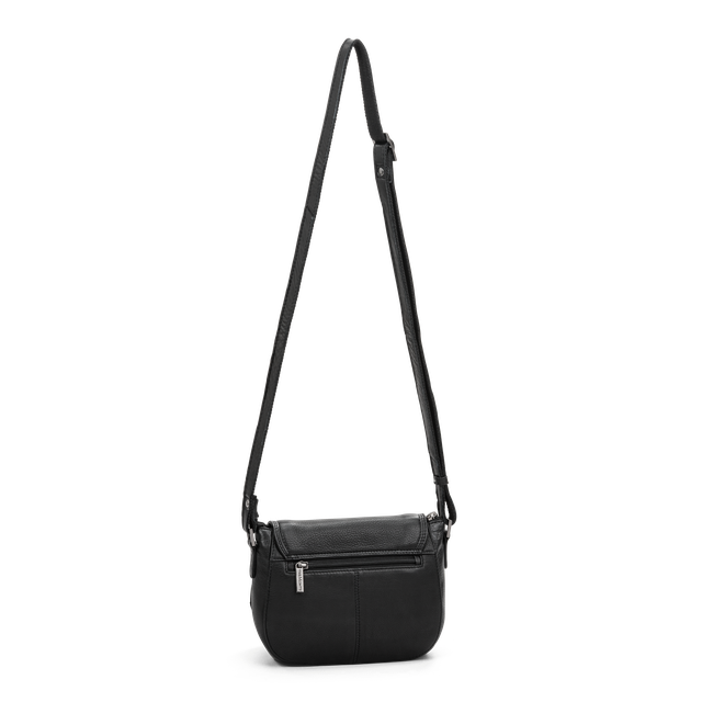 Veske med klaff i skinn