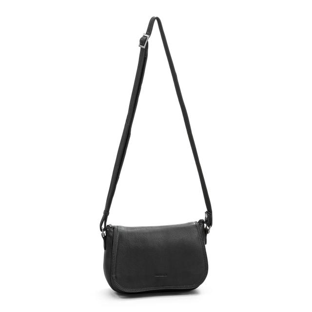 Veske med klaff i skinn