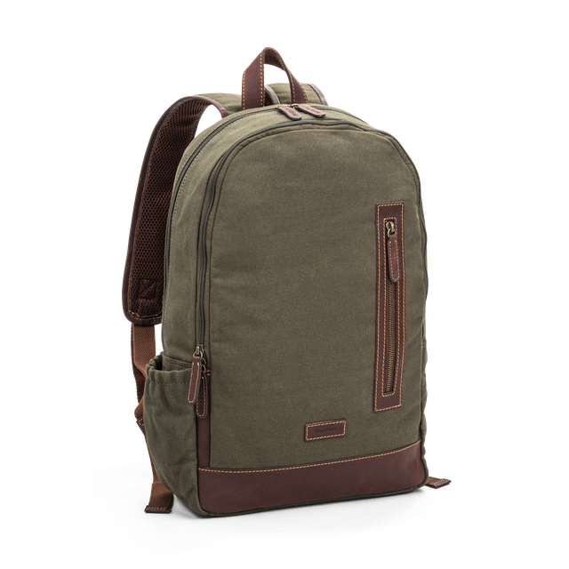 Ryggsekk 15,4” i canvas og skinn