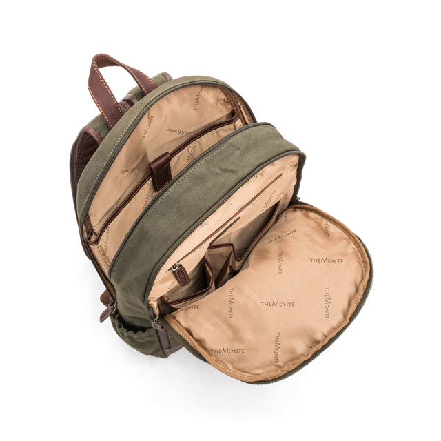 Ryggsekk 15,4” i canvas og skinn