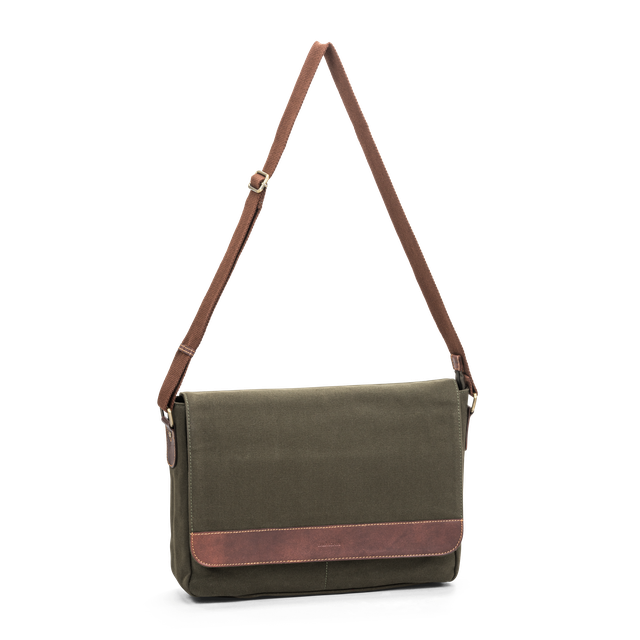 PC-veske 15,6” i canvas og skinn