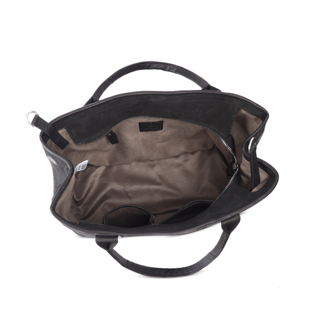 Vintage Look tote bag i semsket skinn