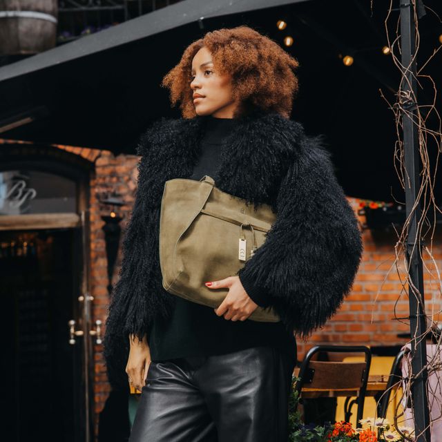 Chic Boho tote bag i skinn