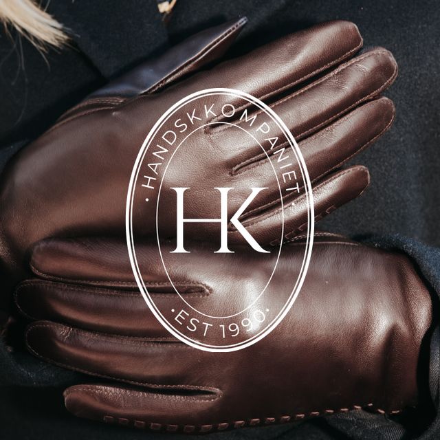brune skinn hansker dame. logo handskkompaniet