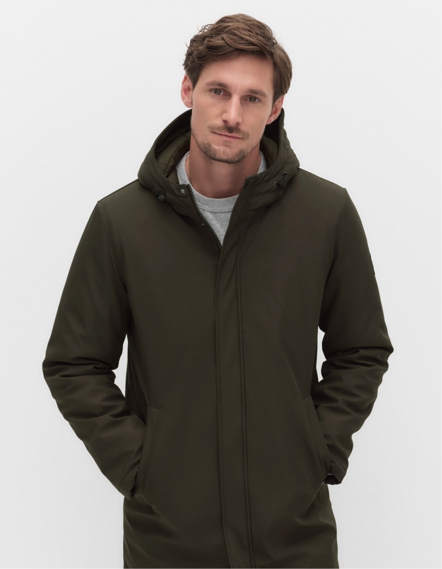 Olivinvihreä villatakki miehille