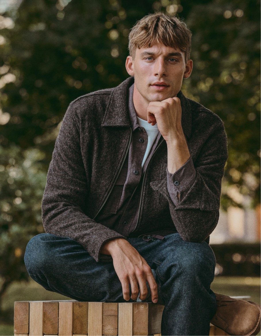 Varm, brun overshirt til herre