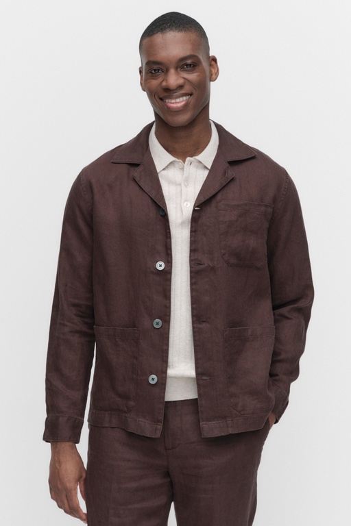 Renard linen overshirt DARK BROWN
