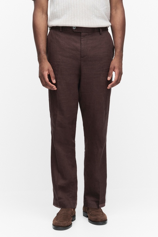 Renard linen trousers DARK BROWN