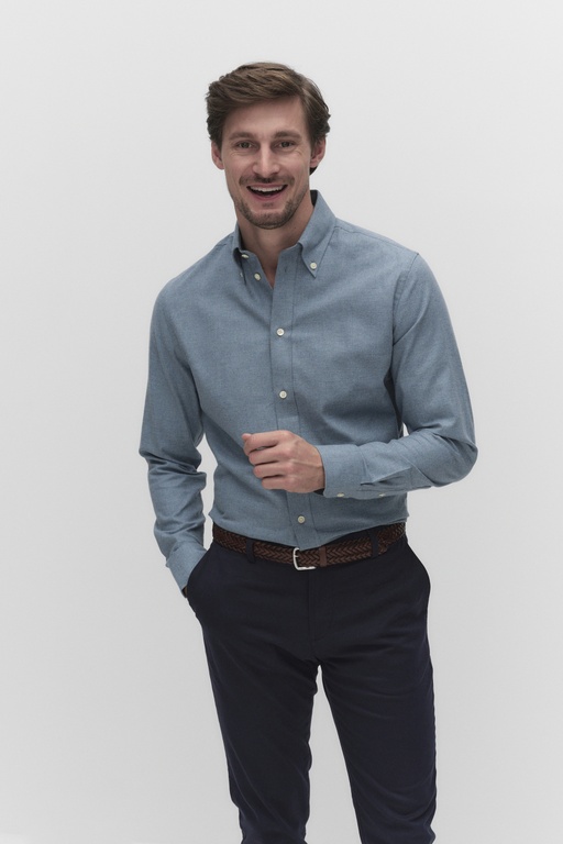 Hubert flannel shirt AQUA MELANGE