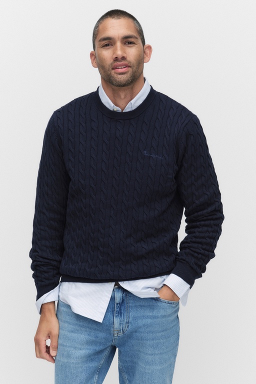 Dave cable crew neck NAVY